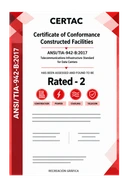 CERTAC, certificado de conformidad ANSI/TIA-942-B:2017 Rated 2
